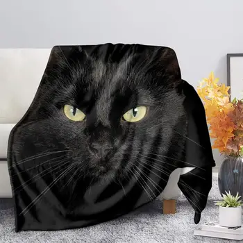 Фланелевое флисовое одеяло Black Cat Пушистое мягкое для спальни, теплые легкие одеяла, покрывало размера King Queen Size, Всесезонное
