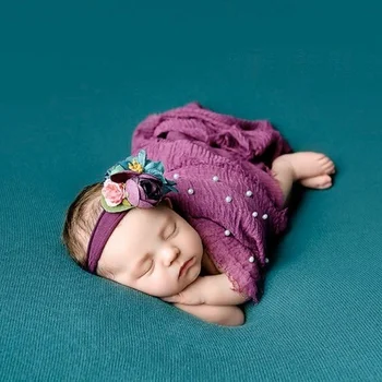 Фотообертывания, детские Хлопчатобумажные Льняные Жемчужные Обертывания для новорожденных, Аксессуары для младенцев Milestone