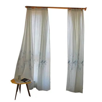 Хлопчатобумажные льняные шторы с вышитыми птицами и цветами для гостиной спальни, свежий белый тюль, прозрачные шторы на окнах