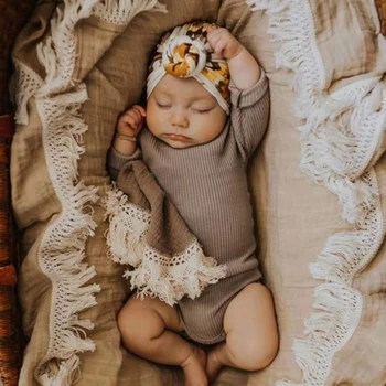 Хлопчатобумажные пеленальные одеяла для новорожденного с кисточками, покрывало для новорожденного, обертывание для младенцев, стеганое одеяло для сна, покрывало для кровати
