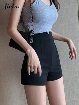 Шорты Jielur, женские Летние шорты с высокой талией, черные повседневные Мини-шорты, Горячая Сексуальная Корейская Женская Одежда, шорты