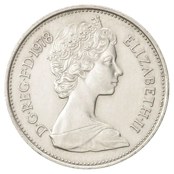 Шотландский Чертополох Британская монета 5 Р большого диаметра 23,5 мм Версия 1968-1981 года Случайной доставки 100% Оригинал